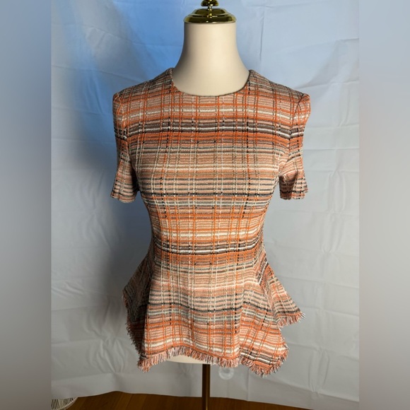 Ming Wang Orange Plaid Blouse - Picture 1 of 7